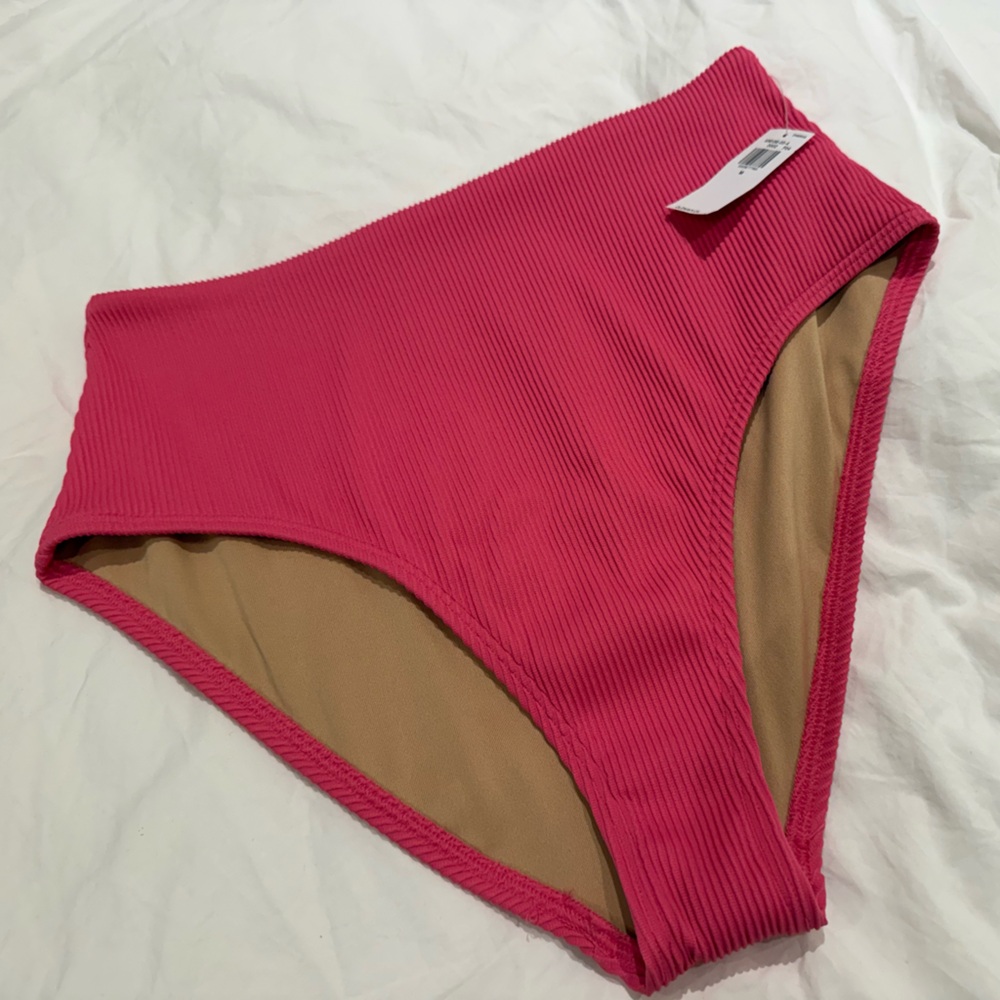 NWT Old Navy High-Waisted Ribbed Bikini Swim Bottoms • Size Medium • Pink
